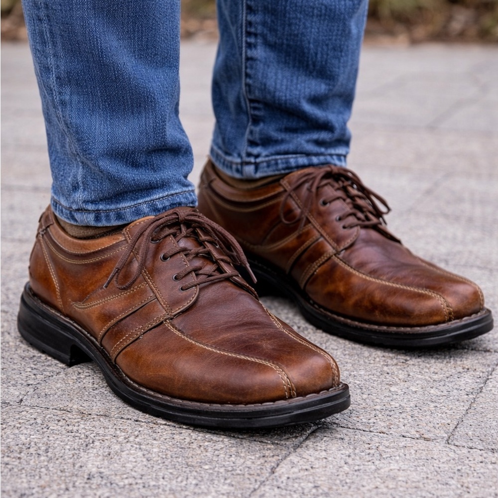 Clarks Brown Leather Lace Up Casual Dress Shoes Men’s Size 11.5